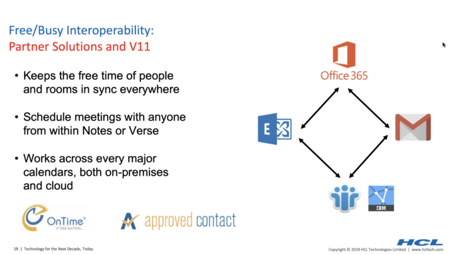 Domino v11 calendar interoperability